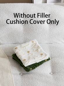 1pc Christmas Green Artificial Fur Christmas Tree Embroidered Pillow Case, Suitable For Indoor Decoration, Christmas Decoration, All Season Pillow Case, Without Insert - Green - View 3