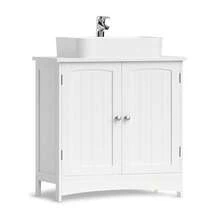 VASAGLE Mueble Bajo Lavabo con 2 Puertas, Armario para Debajo del Lavabo, Estante Ajustable, Amplio Espacio, Estilo Rústico, 30 x 60 x 60 cm, Blanco Nube BBC01WTV1 - Blanco - Ver 1