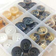 90Pcs Boxed Resin Marble Pattern Buttons - 15mm 4-Hole Suit & Coat Buttons For Men And Women - 90Pcs Boxed - View 3