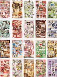 45Sheets Die-Cut Stickers Showa Style Glitter Dessert Deco Stickers Back To School - Multicolor - View 16