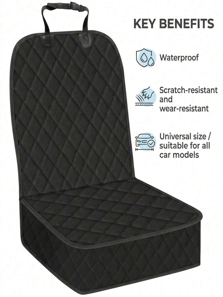 Dog Car Seat Cover, Waterproof Front Seat Protector, Suitable For Dogs And Cats, Scratch-Resistant Quilted Car Seat Cover, Pet Car Interior Accessories, Suitable For Women, Puppy Travel Essentials, Keep Seats Clean, Suitable For Sedans And SUVs - Black - View 1