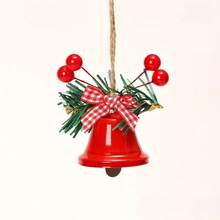 1pc Christmas Bell Ornament, Christmas Tree Hanging Decoration With Pine Needles, Berries, Bow And Rope, Vintage Metal Bell Pendant, Suitable For Holiday Party, Gift Box, Door Handle Decoration - Multi-color - View 17