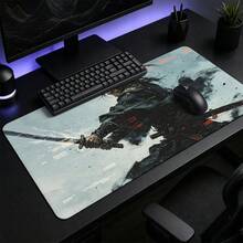 1pc Dark Fantasy Dragon Gaming Mouse Pad, Black Gray Red Abstract Warrior Artwork, Large Extended Desk Mat For Keyboard And Mouse, Non-Slip Computer Desk Pad For Gaming Room And Office Setup - View 4