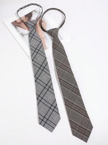 1pc Vintage British Plaid Men's Tie-Free Collar Accessory, Japanese Academy Style Shirt Outfit, Simple Versatile Styling Accessory - Multicolor - View 5