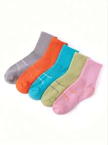 5/10/15/20 Pairs Women's Random Colorful Striped Textured Breathable Comfortable All-Season Street Casual Fashion Mid-Calf Socks - Multicolor - View 26