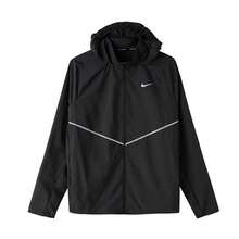 Nike New Men's Fitness Training Woven Hooded Windbreaker Running Sports Jacket - Black - View 3