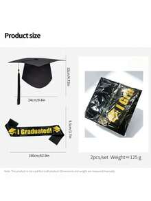 1pc High Quality Adult Graduation Cap, Unisex Black Bachelor Square Cap With Tassel, Adjustable Degree Hat, Suitable For Graduation Ceremony, Party, Cosplay, Best Photo Prop - View 6