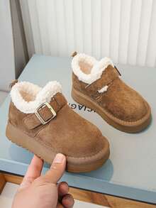 Girls' Autumn/Winter Ankle Boots, Plush Thick Lining, Thick Sole, Anti-Slip, Warm Baby Winter Boots - Camel - View 3