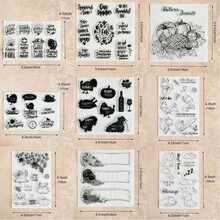 Thanksgiving Autumn Transparent Silicone Stamps, Turkey, Pumpkin, Rabbit, Autumn Text Pattern Rubber Stamps, Suitable For Greeting Card Making, Scrapbooking, DIY Paper Crafts - Thanksgiving-1 - View 2