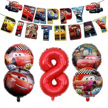 Disney McQueen Flag Aluminium Foil Ball Decoration Set, Red Numbered Family Party Decorations And Wall Decor Props - View 9