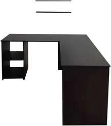 "Genérico" Escritorio En L para Casa U Oficina con Repisas Incluidas (Ocre) - Negro - Ver 1