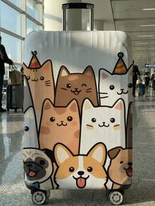 Cat Print Luggage Cover, Fits 18-32 Inch Suitcases. Stretchable, Scratch-Proof & Dustproof, Stylish Decoration For Luggage. - Multicolor - View 15