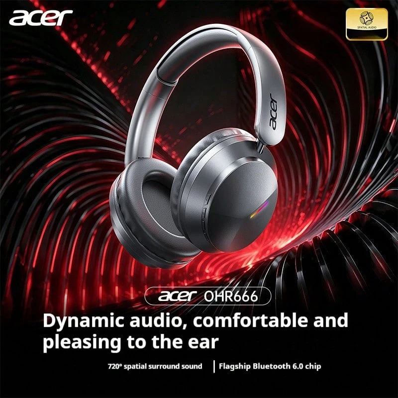 Headphone Bluetooth Over-Ear Acer OHR666: Kualitas Suara Tinggi, Desain Bergaya, Mode Gaming, Daya Tahan Baterai Lama, Latensi Nirkabel Rendah - View 1