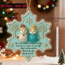 2D Flat Acrylic Snowman Friend Hanging Ornament, Winter Christmas Tree Decoration With "Thank You For Being In My Life" Text, Turquoise And Gold Snowflake Pattern Design, Suitable For Home, Office, Christmas Decoration - Mint Green - View 5