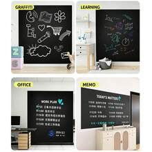 1 Set Removable Blackboard Wallpaper, Durable Dry Erase Message Board, Suitable For Children's Graffiti, Office, School, Home Use, Training Institution Classroom Decoration - Black - View 6