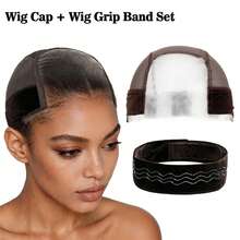 U Part Mesh Wig Cap With Velvet Wig Grip Band Set, Adjustable Non-Slip Wig Headband To Secure Wigs, Wig Accessories Kit For Women Wig Fix - View 1