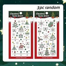 3/1pc New Christmas Rhinestone Stickers, Colorful Shiny DIY Decoration, Includes Christmas Tree, Snowflake And Crystal Gemstone Patterns - Multicolor - View 7