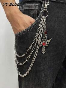 1pc Gothic Cross Pant Chain Red Eye Waist Chain Men's Women's Party Outfit Accessory Gift Jewelry - Multicolor - View 1