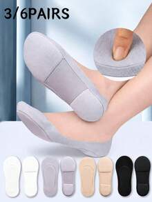 3/6 Pairs Women's Soft Sponge Bottom Cushioning Comfortable Casual Invisible Socks, Suitable For Any Shoe Type, Mother's Day Gift (Runs Small) - Multicolor - View 5