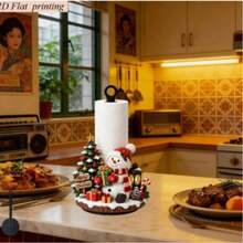 2D Flat Christmas Hat Red Scarf Gingerbread Man & Hot Drink Cup Printed Paper Towel Holder, Acrylic Material Vertical Roll Paper Storage Rack, Kitchen Dining Table Decor Ornament, Easy Installation, Suitable For Christmas Party Home Room Decoration (Paper Towel Not Included) - View 17