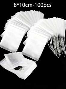 100pcs/200pcs Drawstring Empty Tea Filter Bags, Drawstring Tea Bags, Suitable For Loose Leaf Tea, Spices, Coffee, Tea Utensils Kitchen Supplies - Transparent - View 7