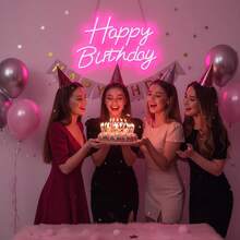 1pc Happy Birthday LED Neon Sign, Acrylic Material, Holiday Wall Decor, Suitable For Home Party And Dorm Room Wall Decoration, USB Powered, Ideal Choice For Birthday Party Theme - Happy Birthday Light Board - View 8