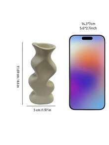 1Pc Strange Curved Wave Shaped Resin Art Vase, Sculptural Irregular Nordic Table Decor, Mid Century Niche Aesthetic Flower Arrangement Ornament For Home Shelf Display, Unique Gift Choice For Art Lovers - Twisted Vase - View 4