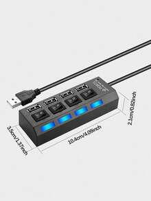 1pc Abs Material 7-port Individual Switch Usb Hub With Light, Compatible With Computers, Phones, Cameras And Other Usb Digital Devices - Multicolor - View 14