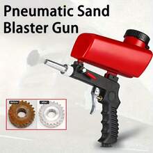 Pneumatic Sandblasting Gun, Portable Handheld Sand Blaster Gun With Replacement Accessories, Rust Removal Sand Blasting Tool For Metal Surface Polishing, Car & Home Renovation - Red - View 7