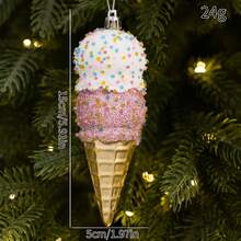 1pc Food Shaped Christmas Tree Ornament, Hamburger Donut Ice Cream Pendant, Kids Christmas Party Decoration - Multicolor - View 12