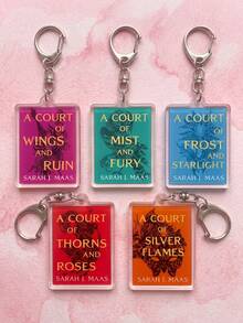 1pc/5pcs ACOTAR BookCover Aesthetic Fantasy Bookish Acrylic Keychains, Popular Fantasy Literature "" Classic Book Cover Art Series Pattern Pendant, Backpack And Car Key Decoration, Gift For Book Lovers, Reading Aesthetics And Literature Fans - Multicolor - View 2
