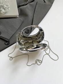 New Acrylic Mini Bag Fashionable Clutch Bag Personalized Crescent Moon Evening Bag With Crossbody Chain - Silver - View 12