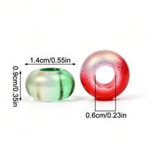 10/20/50PCS Christmas Acrylic Rondelle Beads 9*14mm Large Hole Wheel Spacer Beads With Inner Glitter For Jewelry Phone Chain Necklace Making Gift - Multicolor - View 4