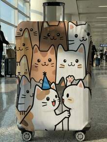 Cat Print Luggage Cover, Fits 18-32 Inch Suitcases. Stretchable, Scratch-Proof & Dustproof, Stylish Decoration For Luggage. - Multicolor - View 26