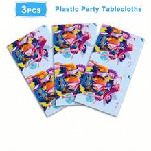 3pcs/Random 1pc Cartoon Anime Character Theme Tablecloth, Christmas Decoration Set, Tablecloth, Party Happy Birthday Decoration, Yard Use, Room Decor, Perfect For Birthday Parties And Holiday Gatherings. Best Party Gift For Friends And Couples - Multicolor - View 4