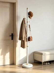 1 Pc Floor Standing Coat Rack, Metal Pole, Multi-Hook Design For Hanging Coats, Bags, Hats And Scarves,Entryway, Bedroom, Living Room, Cloakroom - Random Color - View 2