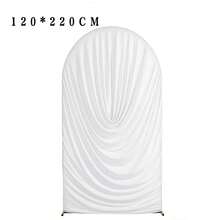 New Water Ripple Pleated Elastic Arch Backdrop Cover, Double-Sided Stretchable Fabric, Arch Background Frame Cover For Wedding, Birthday, Baby Shower, Photo Backdrop Party Decoration, Craft Fabric, Party Photo Arch Decor (Frame Not Included) - White - View 9