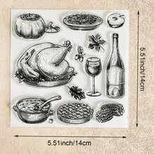 Thanksgiving Autumn Transparent Silicone Stamps, Turkey, Pumpkin, Rabbit, Autumn Text Pattern Rubber Stamps, Suitable For Greeting Card Making, Scrapbooking, DIY Paper Crafts - Thanksgiving-1 - View 20