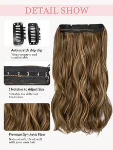 Invisible Wire Hair Extensions Honey Brown With Highlights Long Wavy Hair Extensions With Transparent Headband Fish Line Secret Hairpieces For Women - Piano Color - View 3