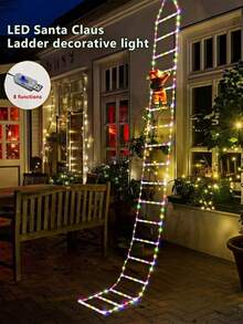 Lampu Natal LED Bentuk Tangga dengan Santa Claus yang Sedang Mendaki, Lampu Hias Warna-warni, Cocok untuk Dekorasi Natal, Ulang Tahun, Pesta, Halloween, Tahun Baru, Pencahayaan Suasana Perayaan, dan Dekorasi Estetika Rumah. - 2026 - View 6