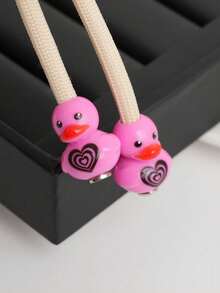 1Pair Sweatshirt Pendant Accessory, Suitable For Sweatshirt, Sweatpants And Dress Rope Head Pendant, Cartoon DIY Cute Duck Design Sweatshirt Decoration, Shoelace Charm, Hoodie Drawstring Pendant Rope Head Buckle, Sports Shirt Drawstring Charm, Gift - Multiple Styles - View 3