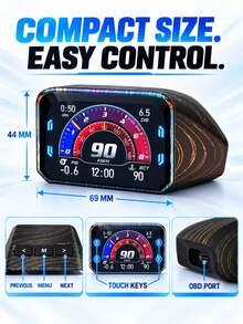 HUD Car Head-Up Display - OBD2 GPS Dual System Car HUD Display - Digital GPS Speedometer With Water Temperature, Voltage, RPM - Universal Head-Up Display Suitable For Most Vehicles - Head-up Display - View 6