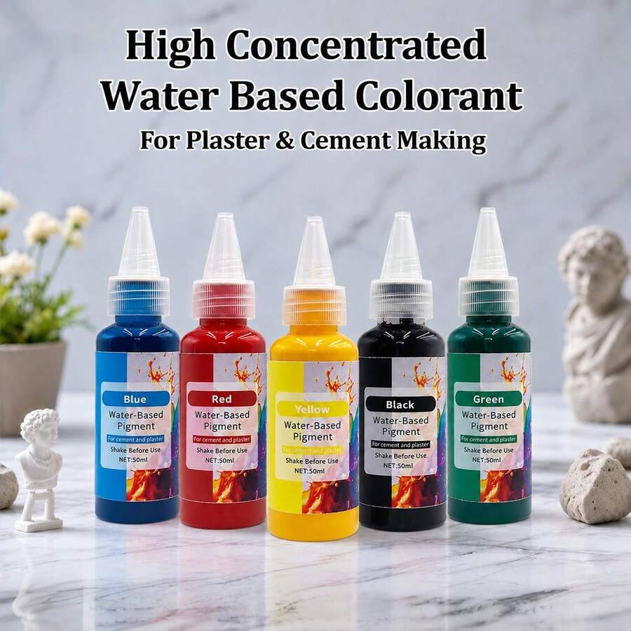 50ml Water-Soluble Pigment ,High Concentration Water-Based - 10 Colors For Jewelry Casting, Terrazzo, Cement & Gypsum Powder - Vibrant Colors For Crafting, And Art Projects, Durable Crafting Material, Water Based Colouring, Water Based Ink