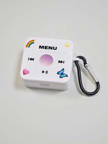 1件 MENU Player 彩虹心形蝴蝶圖案藍牙耳機保護殼，極簡純白軟殼，復古音樂播放器介面圖案印花，配黑色耳機殼掛鉤，防摔便攜，Ins甜酷Y2K女孩風，適合個人使用與生日禮物，兼容主流無線藍牙耳機 - 彩色 - 查看 17