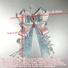 1pc Satin Ribbon Heart Rhinestone Bow Bag Charm, Anime Cosplay Concert Convention Lolita Ita Bag Accessory, Badge Matching Handmade Long Ribbon Lace Wings Pearl Star Polka Dot Satin Ribbon Decoration Accessory - A - View 7