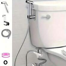 4pcs Stainless Steel Handheld Bidet Sprayer Set, Universal G1/2 Inlet, High Pressure Rinsing Sprayer, Bathroom Pressurized Handheld Bidet Sprayer, Adjustable Water Pressure - Spray Gun Set - View 7