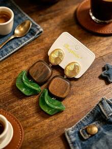 2pcs European & American Old Money Square Resin Foldable Artistic Design Pendant Earrings For Women & Girls, Daily Casual Party Jewelry Gift - Square Style - View 9