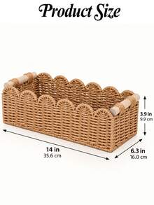 Storage Basket Toilet Paper Holder With Scalloped Edge Design Multi-Use Vanity Tray Countertop And Back Of Toilet Desktop Make Up Organizer Containers Room Home Bedroom House Bathroom Decor Kitchen Essentials Desk Accessories Household Wedding Items - Multicolor - View 7