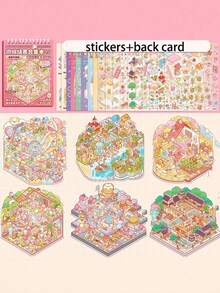 1 Large Size 3D Miniature Scene Collection Book, 3D Visual Miniature House Scene Stickers, Perfect Gift For Friends And Family, Easy To Store And Display - Multicolor - View 11