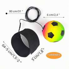 1 Buah Bola dengan Karet Elastis, Bola dengan Tali Pergelangan Tangan, Bola Pantul Neon - MultiWarna - View 2